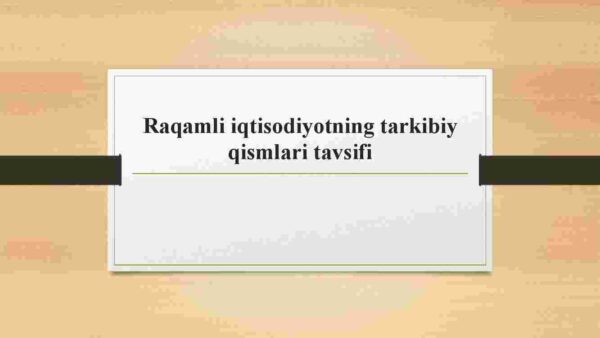 Raqamli iqtisodiyotning tarkibiy qismlari tavsifi