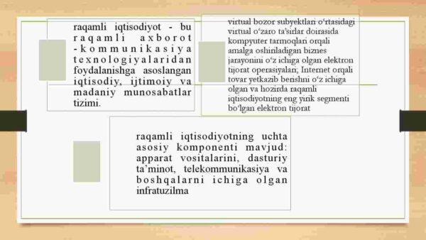 Raqamli iqtisodiyotning tarkibiy qismlari tavsifi - Image 2