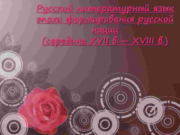 Русский литературный язык эпохи формирования русской нации