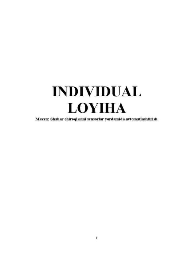 Shahar chiroqlarini sensorlar yordamida avtomatlashtirish