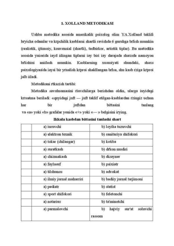 Shaxs tiplari va ularga mos kasblarni aniqlash - Image 2