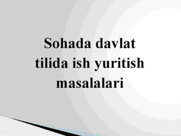 Sohada davlat tilida ish yuritish masalalari
