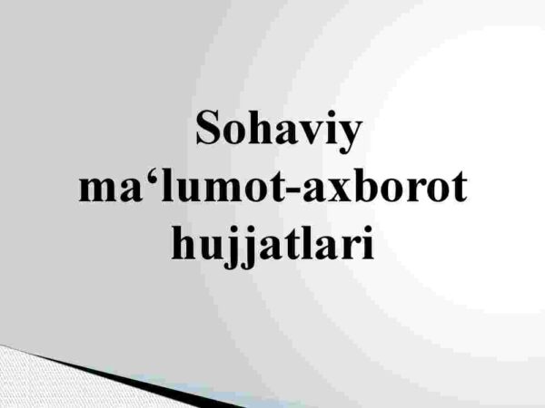 Sohaviy ma'lumot-axborot  hujjatlari