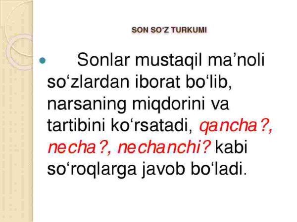 Son va ravish, ularning lug'aviy-grammatik guruhlari - Image 3