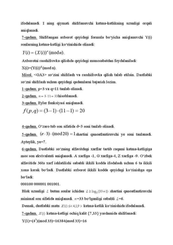 Laboratoriya ishi: Standart blokli va ochiq kalitli kriptotizimlar algorimlarini dasturlash - Image 3