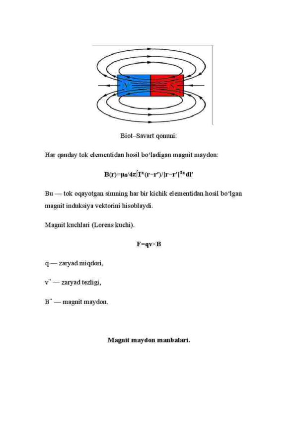 Statik magnit maydoni. Erkin fazoda magnetostatikaning asosiy pastulotlari - Image 3