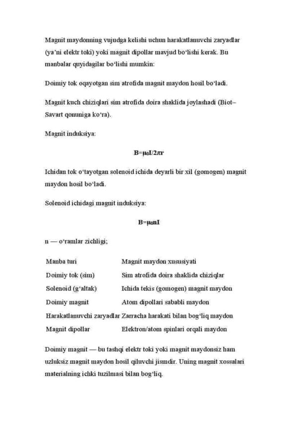 Statik magnit maydoni. Erkin fazoda magnetostatikaning asosiy pastulotlari - Image 4