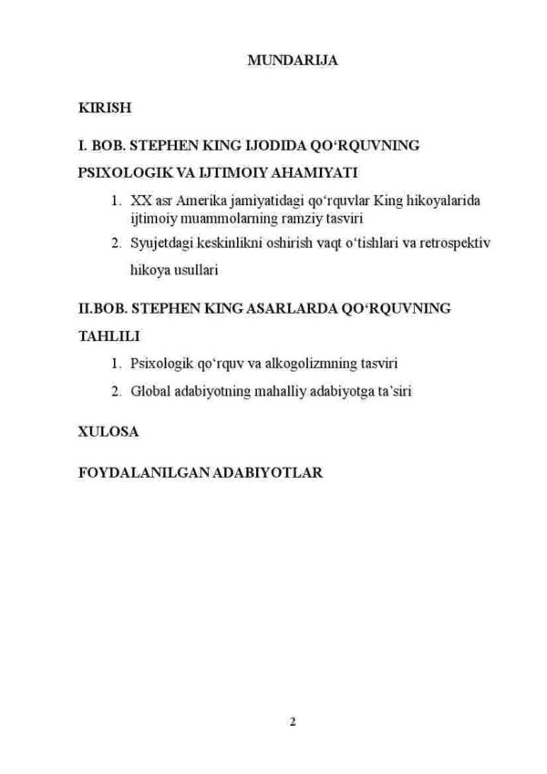 Stephen King asarlarida qo'rquvning ifodasi - Image 2