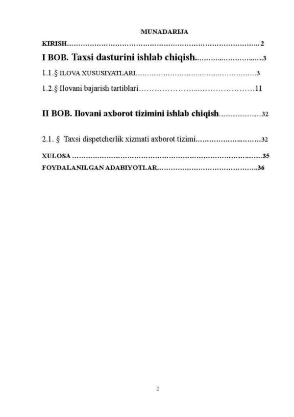 Taksi xizmati va axborot tizimi mobil ilovasini ishlab chiqish - Image 2