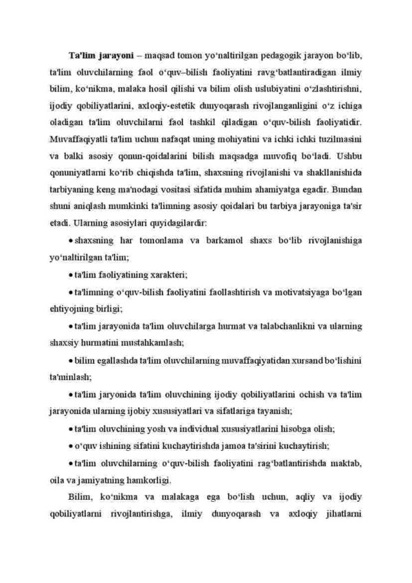 Ta'lim jarayonining o'rganishga oid didaktik ma'lumotlar - Image 2