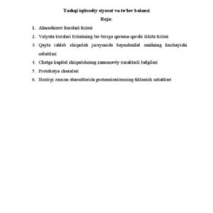 Tashqi iqtisodiy siyosat va to'lov balansi