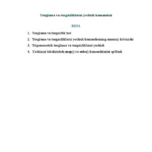 Tenglama va tengsizliklarni yechish komandasi