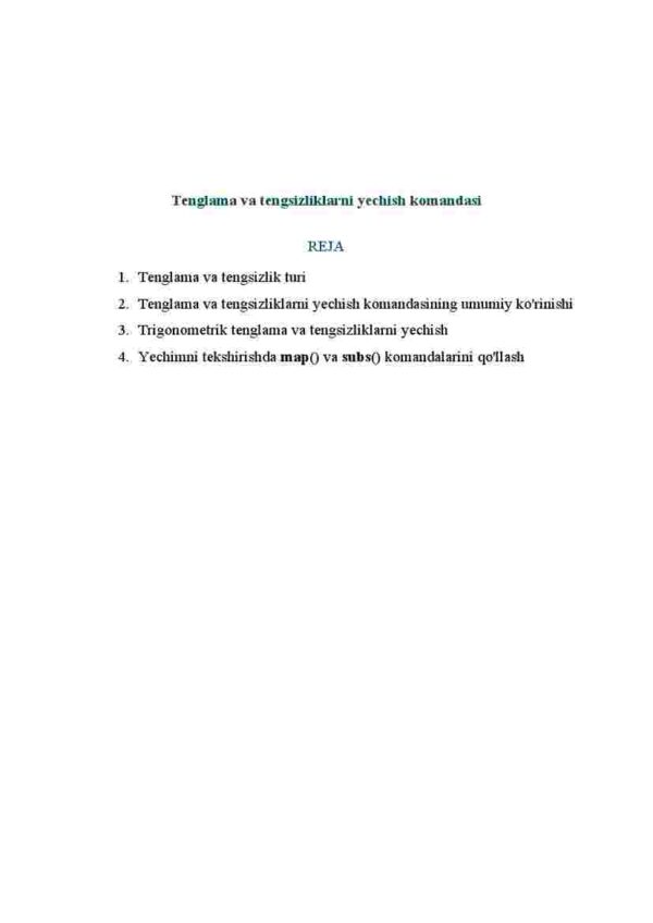 Tenglama va tengsizliklarni yechish komandasi