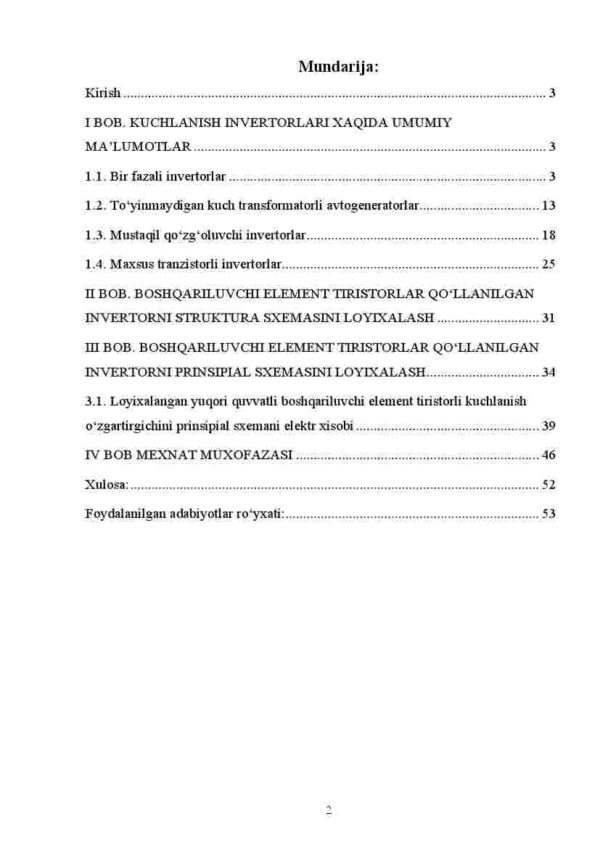 Tiristor asosidagi invertorning prinsipial sxemasi, uning ishlash mexanizmi, boshqaruv algoritmlari va chiqish parametrlariga ta'sir etuvchi omillar - Image 2