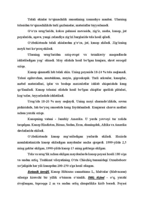 Tolali ekinlar. Kanop biologiyasi - Image 2