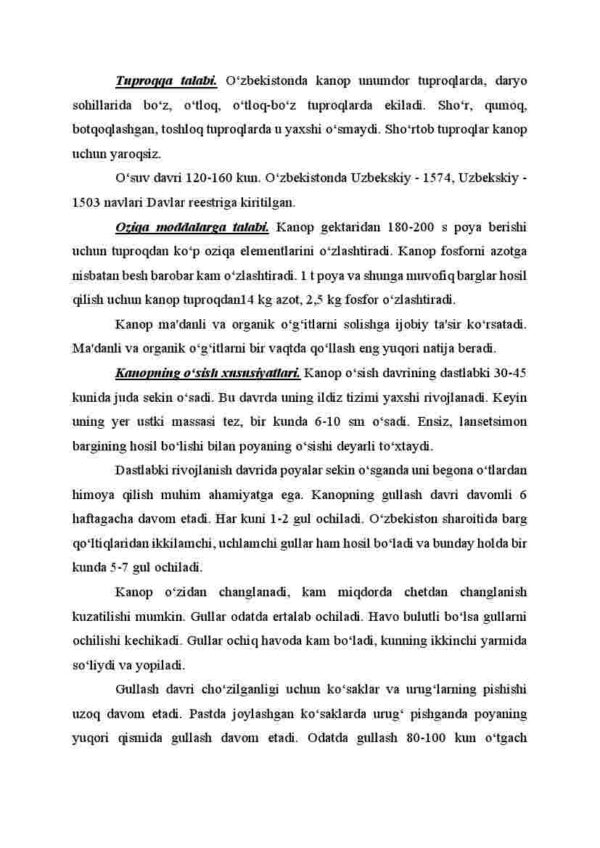 Tolali ekinlar. Kanop biologiyasi - Image 4