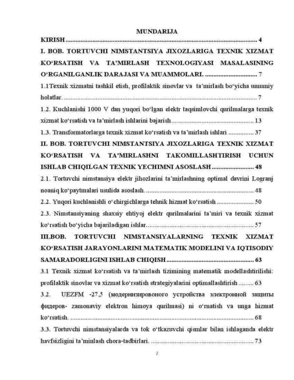 Tortuvchi nimstantsiya jixozlariga texnik xizmat koʻrsatish va ta'mirlash texnologiyasi - Image 2