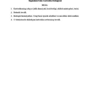 Tuganakmevalar. Kartoshka biologiyasi