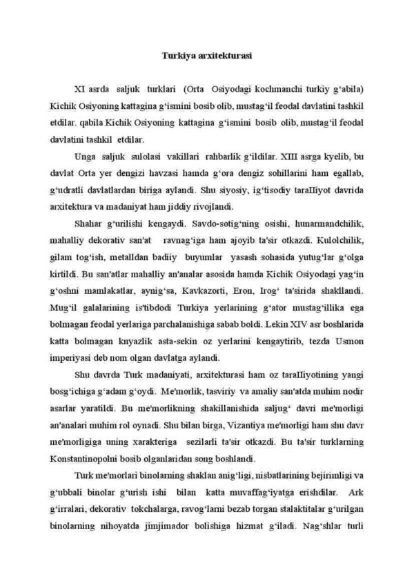 Turkiya arxitekturasi