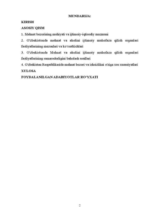 O'zbekiston Respublikasida mehnat bozorining shakllanishi va ishsizlikni o'ziga xos xususiyatlari - Image 2