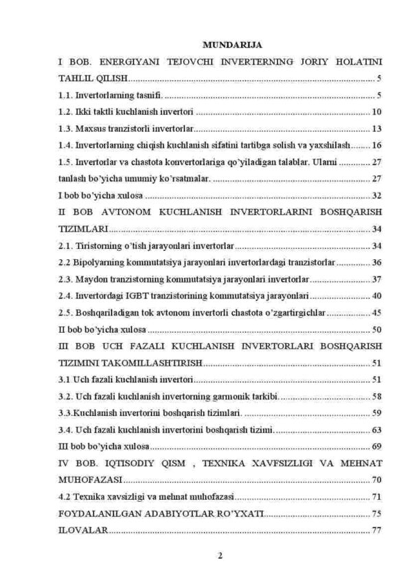 Uch fazali kuchlanish invetorlari boshqarish tizinini tadqiq qilish - Image 2