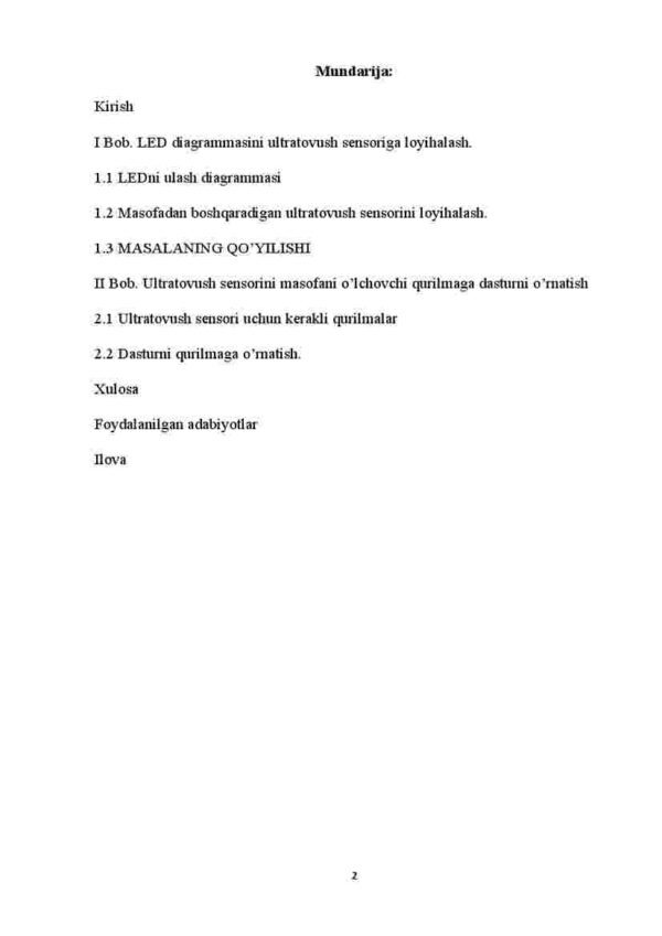 Ultrazvuk yordamida dalnometr dasturini loyihalash - Image 2