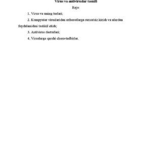 Virus va antiviruslar tasnifi