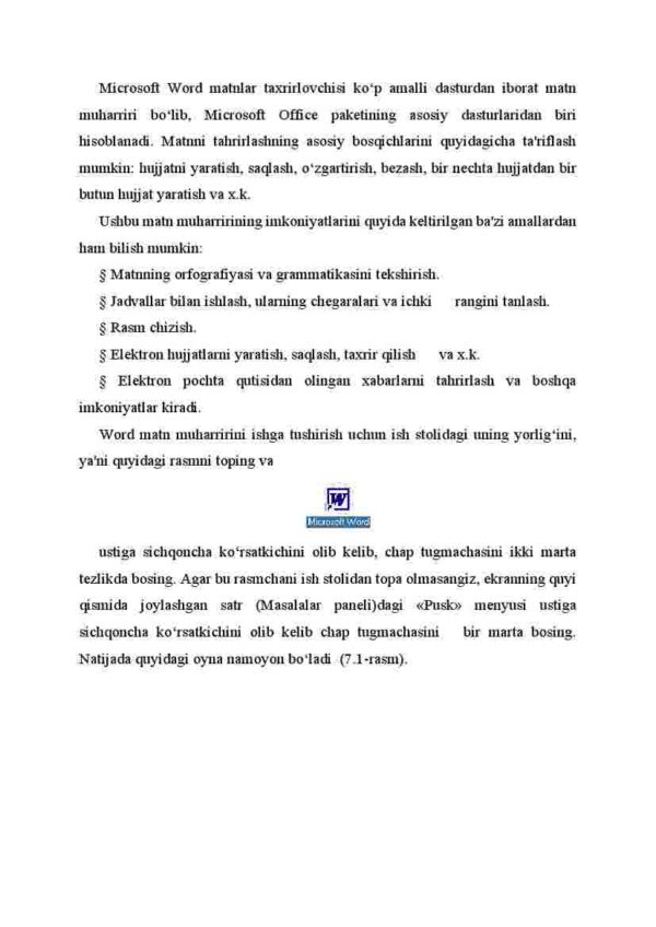 WORD matn muharriri, uning imkoniyatlari va interfeysi oynasining to'zilishi - Image 2