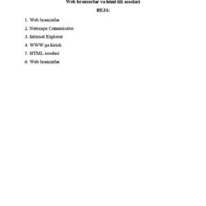 Web brauzerlar va html tili asoslari