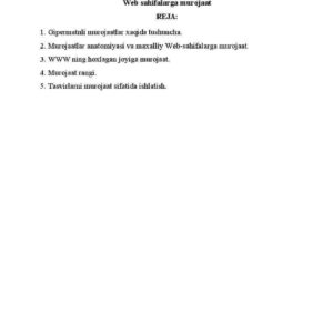 Web sahifalarga murojaat