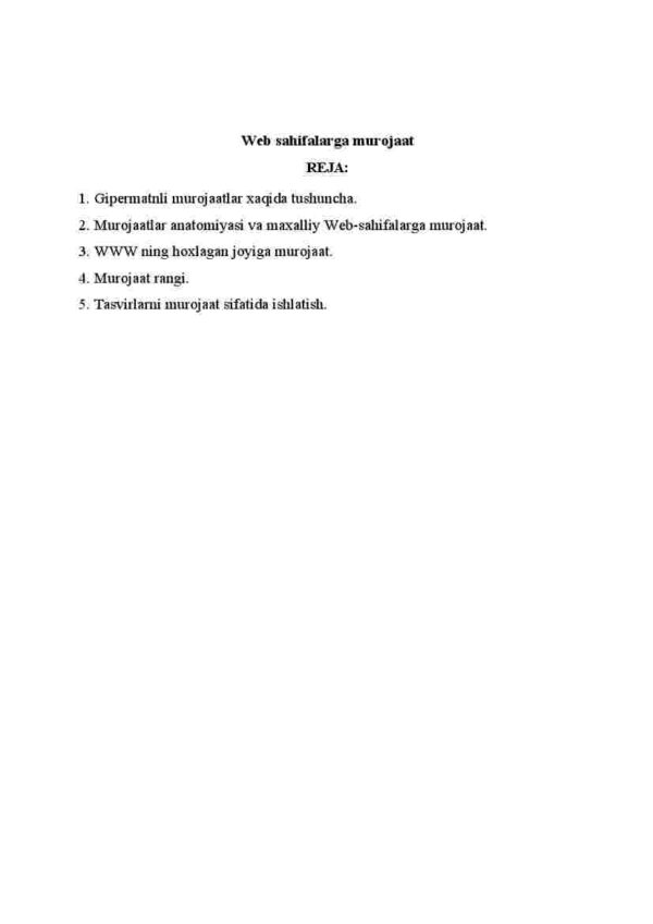Web sahifalarga murojaat