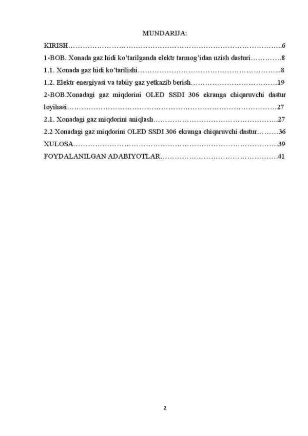 Xonada gaz hidi ko‘tarilganda elektr tarmog‘idan uzish dasturi va xonadagi gaz miqdorini OLED SSD1306 ekranga chiqaruvchi dastrur loyixasini yaratish - Image 2