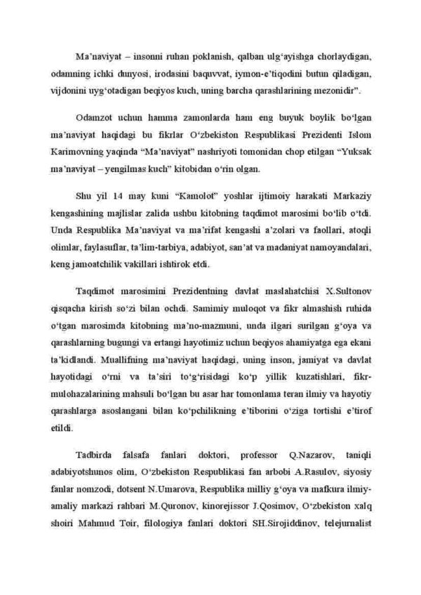 Yuksak ma'naviyat – yengilmas kuch - Image 4
