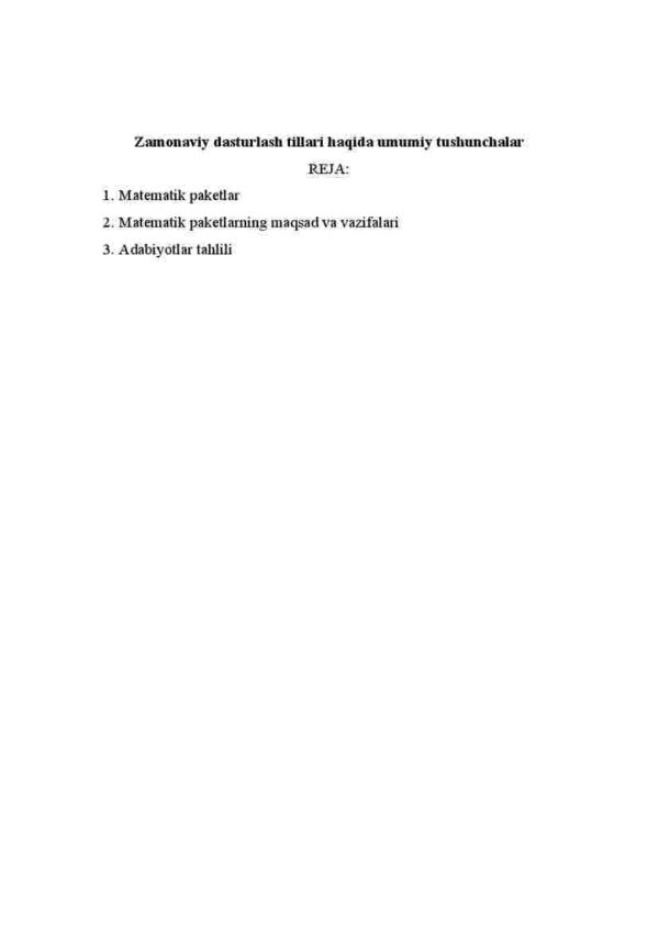 Zamonaviy dasturlash tillari haqida umumiy tushunchalar