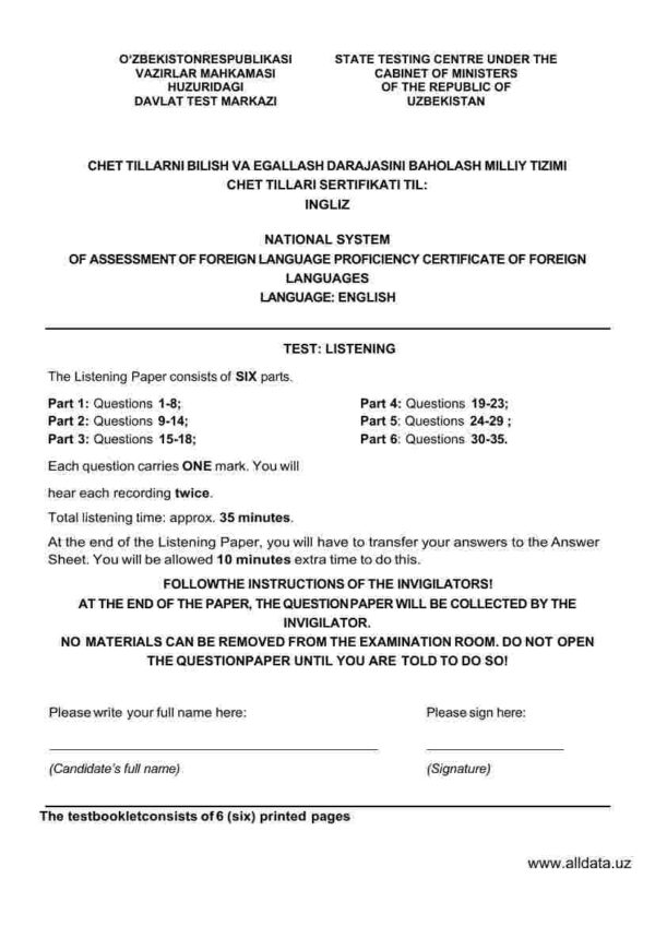 Multilevel Mock testiga tayyorlanish uchun listening test (audio va javoblari bilan)