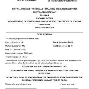 Multilevel Mock testiga tayyorlanish uchun reading test
