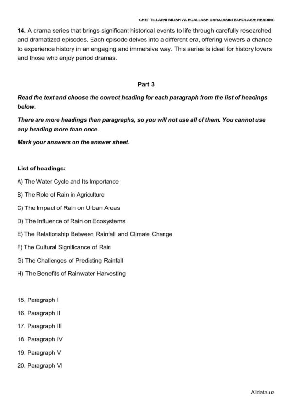 Multilevel Mock testiga tayyorlanish uchun reading test - Image 4