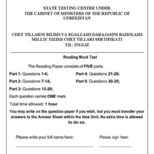 Multilevel Mock testiga tayyorlanish uchun reading test javoblari bilan