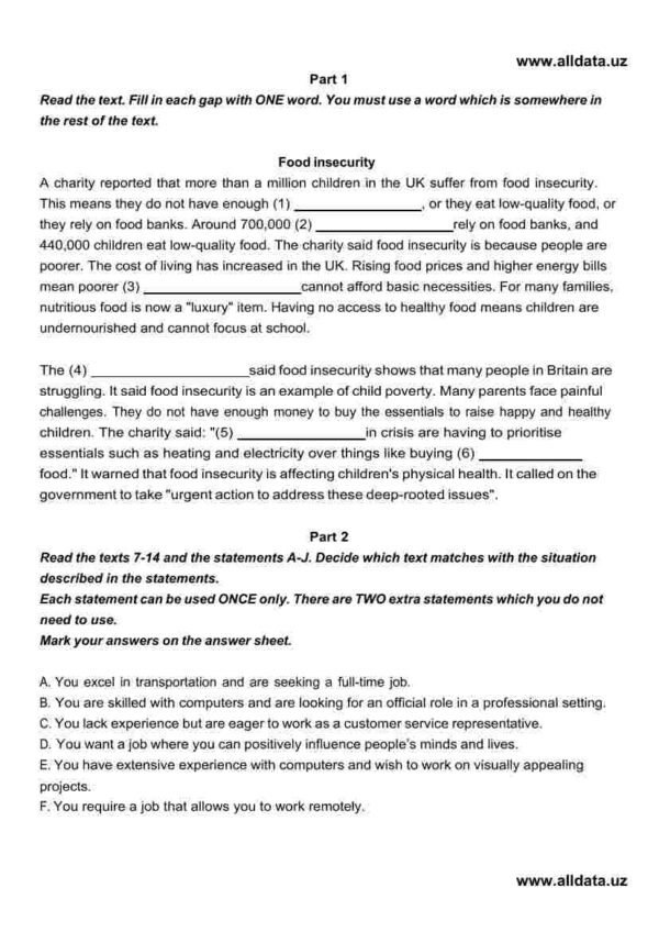 Multilevel Mock testiga tayyorlanish uchun reading test javoblari bilan - Image 2