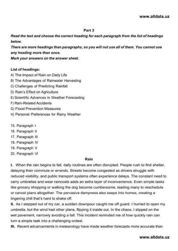 Multilevel Mock testiga tayyorlanish uchun reading test javoblari bilan - Image 4