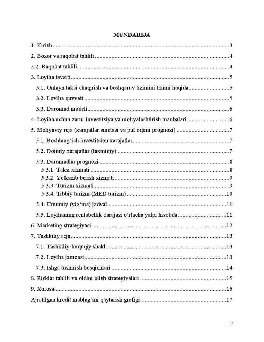 Onlayn taksi xizmatlarini (taksopark) tashkil qilish va aholiga taksi xizmatini ko'rsatish - Image 3