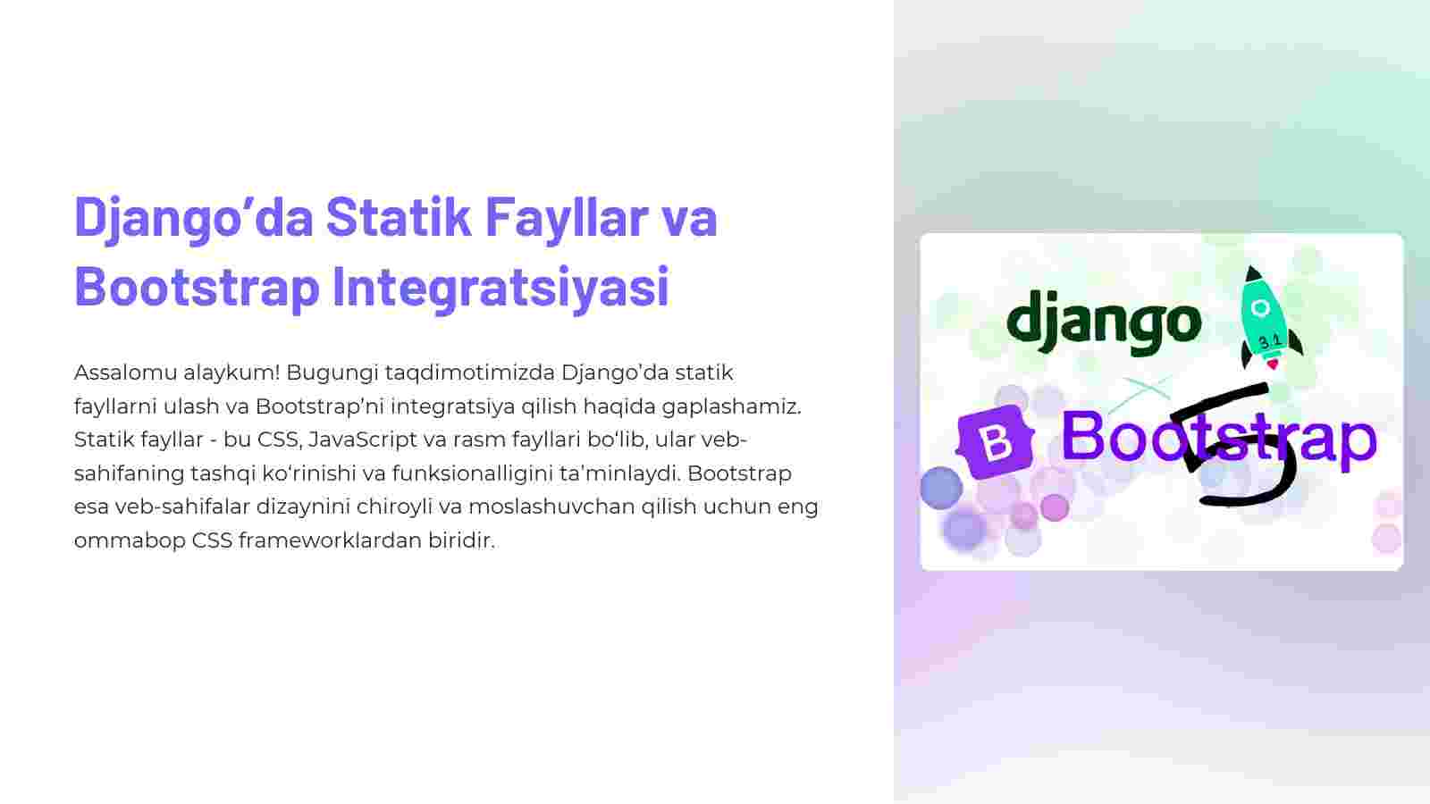 Django'da Statik Fayllar va Bootstrap Integratsiyasi