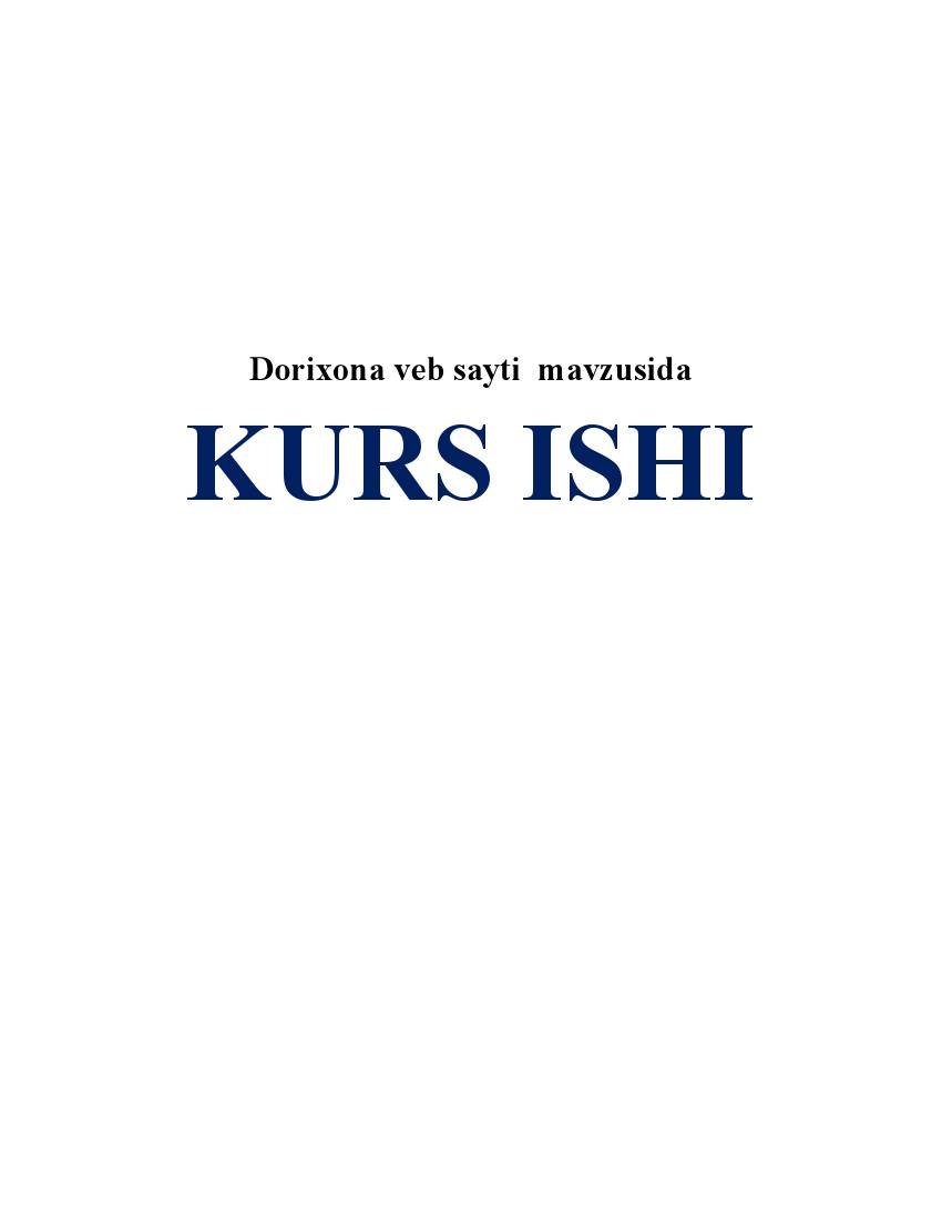 Dorixona veb sayti mavzusida