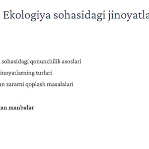 Ekologiya sohasidagi jinoyatlar