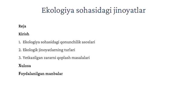 Ekologiya sohasidagi jinoyatlar