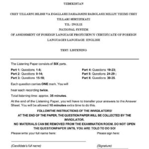 Multilevel Mock testiga tayyorlanish uchun listening test 2025 (2-test, audio va javoblari bilan)