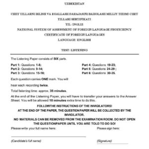 Multilevel Mock testiga tayyorlanish uchun listening test 2025 (3-test, audio va javoblari bilan)