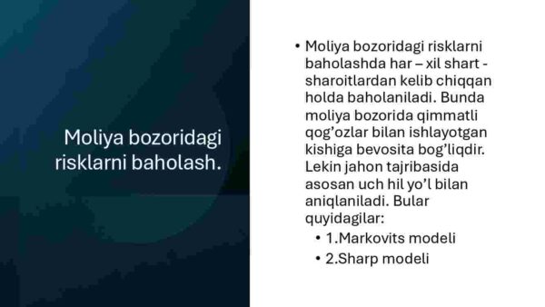 Moliyaviy risklarning turlari va ularni boshqarishda kredit, valyuta, likvidlik, foiz stavka - Image 3