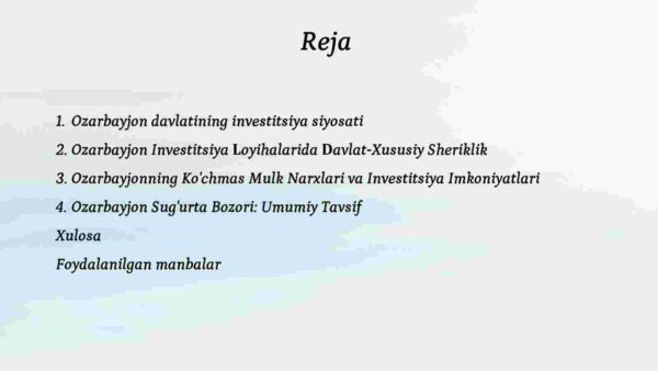 Ozarbayjon davlatining investatsiya tahlili - Image 2