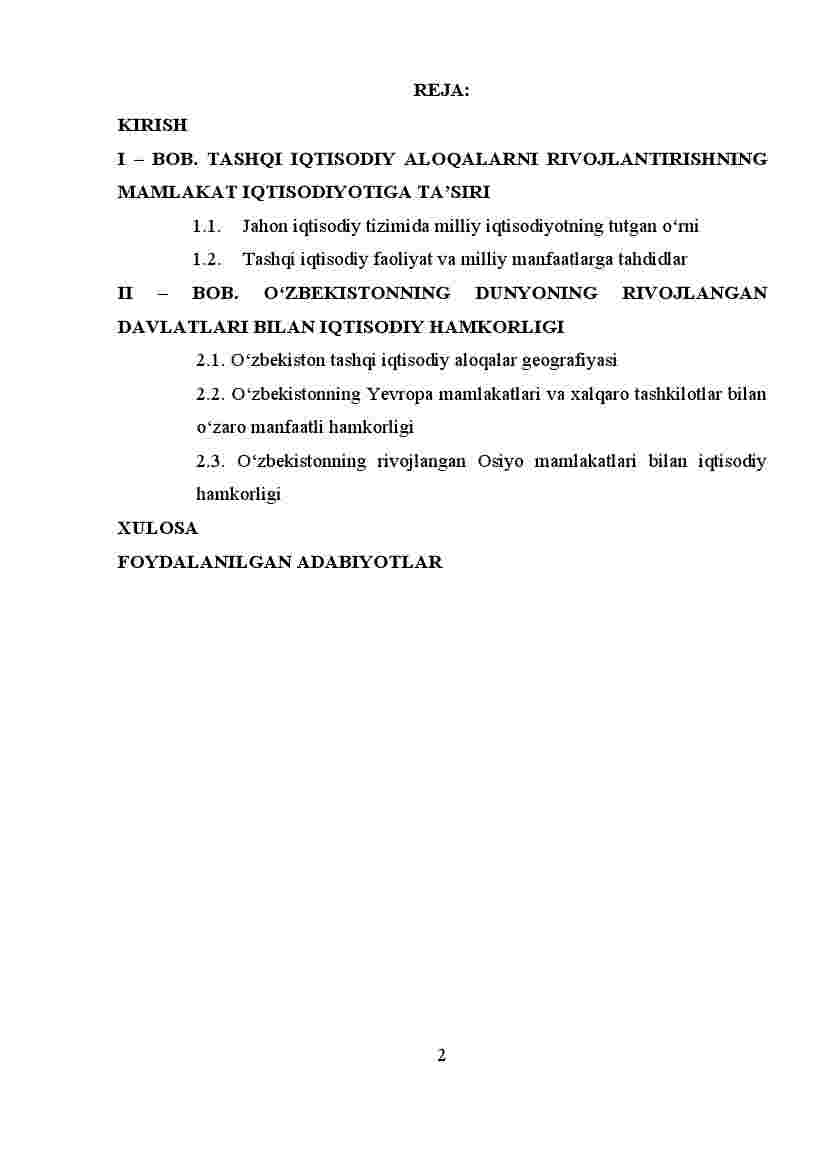 O'zbekistonning dunyoning rivojlangan davlatlari bilan iqtisodiy hamkorligi - Image 2